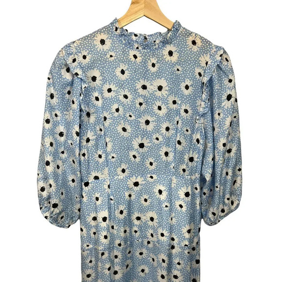 Rixo London Monet Blue Leopard Daisy Midi Dress - Picture 7 of 13